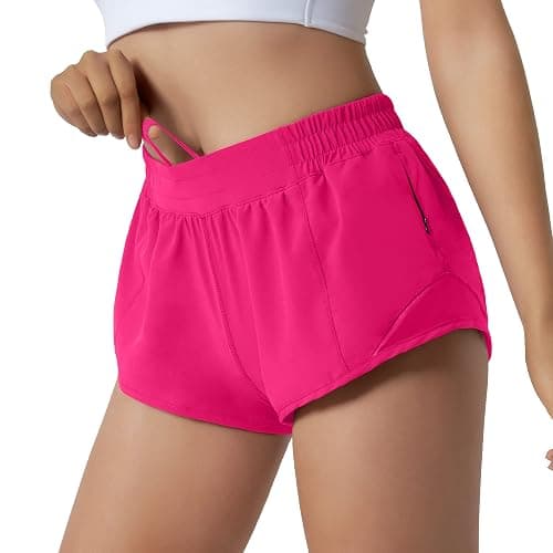 Aurefin Running Shorts for Women,Quick Dry Athletic Sports Shorts Lightweight Active Workout Gym Shorts with Zip Pocket - Image 1