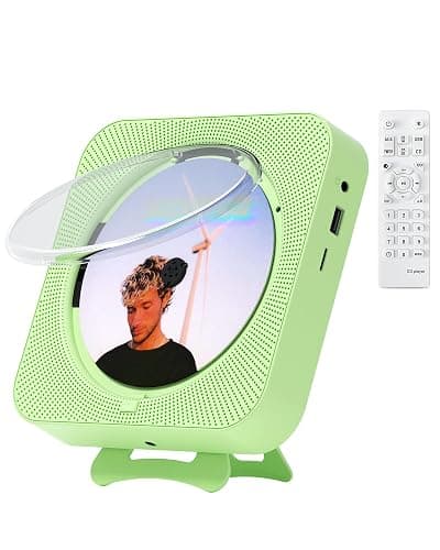 CD Player Portable Bluetooth Desktop CD Player for Home, Mini Cute CD Players for Kids, Built-in Dual Speakers and LED Display with Remote Control, Supports CD/FM Radio/USB/AUX/Timer/Repeat (Green) - Image 1