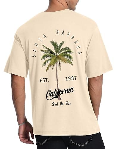 Mens Graphic T-Shirts Short Sleeve Palm Tree Print Summer Top Crewneck Cotton Casual California Tees for Men - Image 1