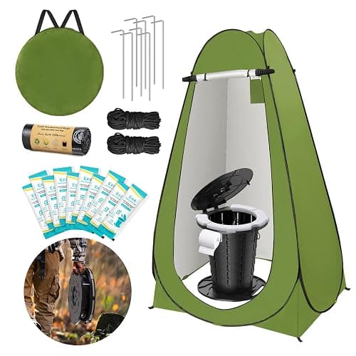 BLIKA Portable Toilet Kit for Camping, Camp Toilet with Pop-Up Privacy Tent, Toilet Bags and Eco Absorbent Gel, Foldable Portable Toilet for Adults, Portable Outdoor Shower Tent Camp Toilet - Image 1