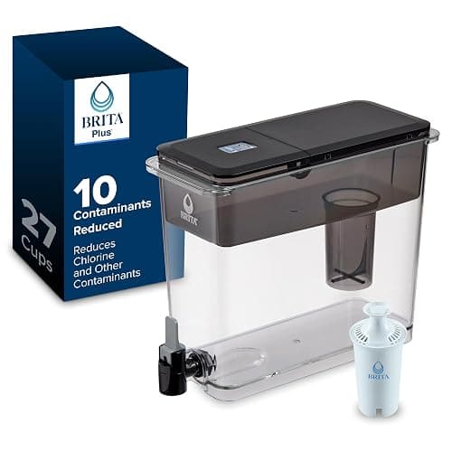 Brita UltraMax Large Water Dispenser with 1 BritaPlus Filter, 27 Cup Capacity, Black (Package May Vary) - Image 1