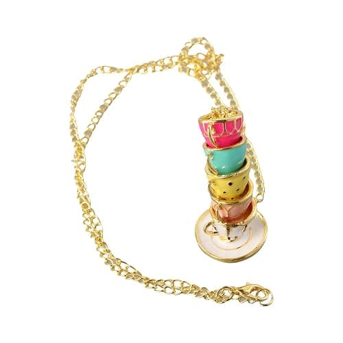 Leadigol Stackable 3D Coffee Cup Pendant Necklaces,Tea Cup Necklace,Teapot Locket Coffee Cup pendant Enamel Jewelry Long Necklace - Image 1