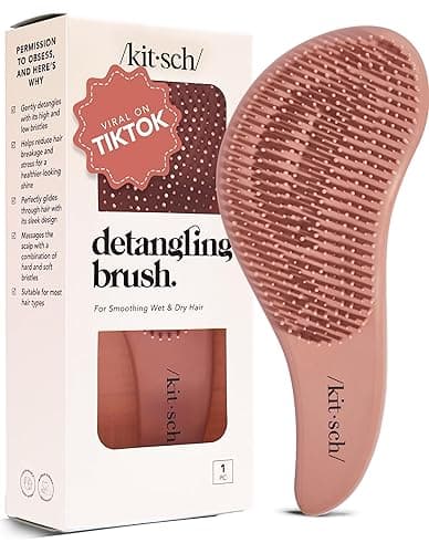 Kitsch Detangler Brush – Gentle Curly Hair Brush with Flexible Bristles for All Hair Types - Wet or Dry | Detangling Hair Brushes for Women & Men, Hairbrush for Adults & Kids - Terracotta - Image 1