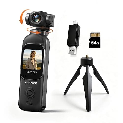 Kaysunlink 1080P Vlogging Camera with 270°Rotatable Lens, Handheld POV Pocket Camera with Touch Screen & WIFI, 5 Hours Power, One-button Recording Camcorder with 64GB Card for Daily Use, Travel, Black - Image 1