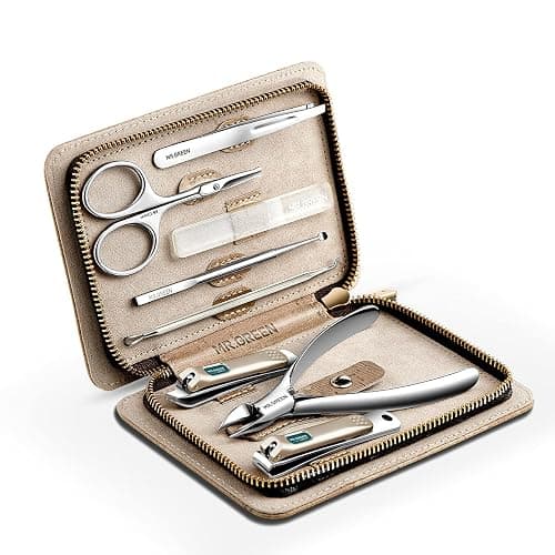 MR.GREEN Manicure Sets Pedicure Kits Stainless Steel Nail Clipper Personal Care Tools with PU Leather Case (Gray) - Image 1