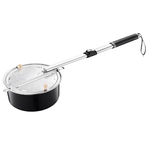 Campfire Popcorn Popper - Old Fashioned Popcorn Maker with Telescoping Handle - Camping Gear by Great Northern Popcorn (Black) - Image 1