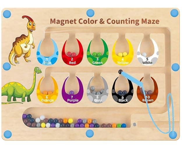 HONGID Dinosaur Toys,Magnetic Color and Number Maze, Montessori Toys for 2 3 4 5 Year Old,Learning Educational Sensory Toys for Toddlers and Kids Boys Girls,Christmas Stocking Stuffers for Kids - Image 1