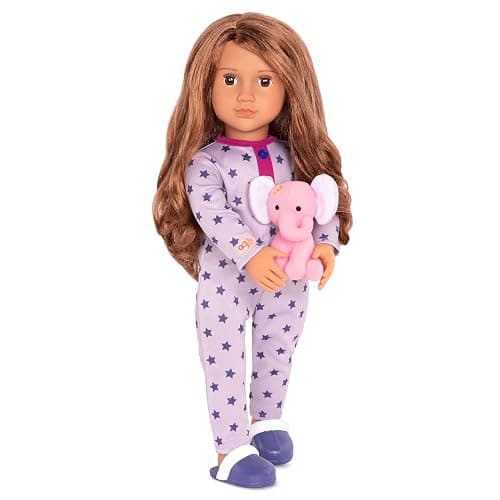 Our Generation – 18-Inch Doll – Lifelike Brown Eyes & Brunette Hair – Pajama Onesie Outfit – Elephant Stuffed Animal – Pretend Play 3+ Years – Maria - Image 1