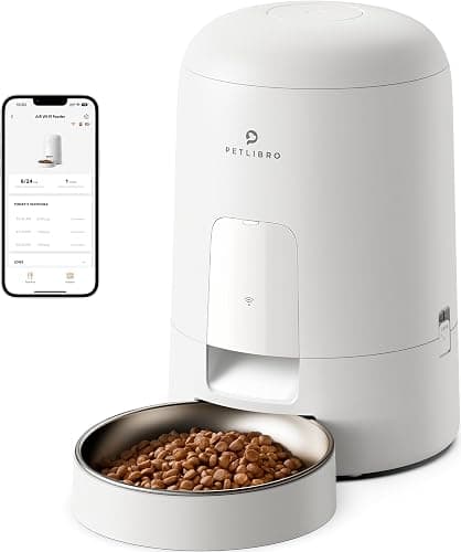 PETLIBRO Automatic Cat Feeder, Wi-Fi Rechargeable Cats Food Dispenser Battery-Operated with 30-Day Life, AIR 2.4G Wi-Fi Timed Pet Feeder for Cats & Dogs, 2L Auto Cat Feeder, White - Image 1