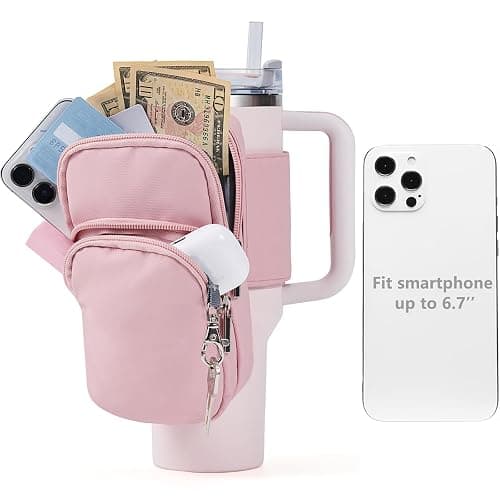 SUITMAT Water Bottle Pouch for Stanley Quencher H2.0 FlowState Tumbler, Large Pouch Bag for Stanley Cup Accessories, Cup Backpack with Multiple Pockets for Phone, Cards, Keys (Bag Only) - Image 1