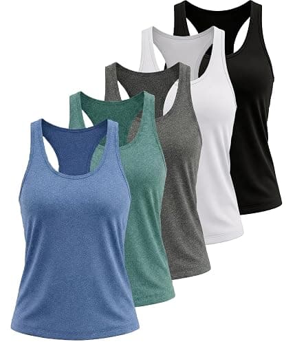 6 or 5 Pack Workout Tank Tops for Women, Athletic Racerback Sports Tank Tops, Compression Sleeveless Dry Fit Shirts - Image 1