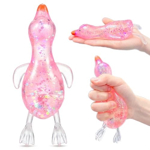 Squishy Pink Duck Sugar Stress Ball, Cute Duck Squishy Squeeze Fidget Toys for Kids and Adults, Animal Sensory Stress Relief Toy for Anxiety, Desk Toy, Party Favors, Stocking Stuffers - Image 1