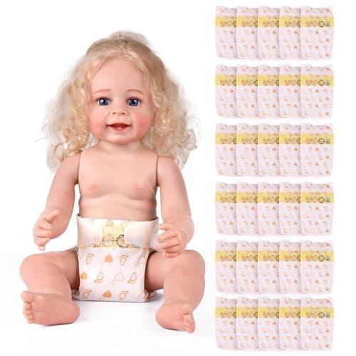 BABESIDE 30 Pcs Reborn Baby Doll Diapers Set for 17-24 Inch Babydolls, Cute Animal Patterns Babydoll Diapers Dolls Underwear for Lifelike Reborn Baby Doll Accessories - Image 1