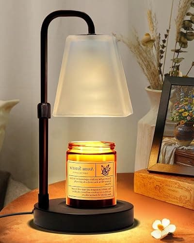JIMEI Candle Warmer Lamp with Timer Electric Wax Warmer for Scented Wax Melt Warmer Light Melter for Jar Candles Dimmable Adjustable Height Gifts for Women Mom House Warming Frossted Glass Black - Image 1