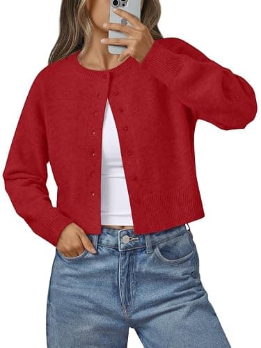 LILLUSORY Womens Cropped Cardigan Sweaters Lightweight Fall Crop Cotton Knit Y2k Outfits Fashion Button Up Clothes 2025 - Image 1