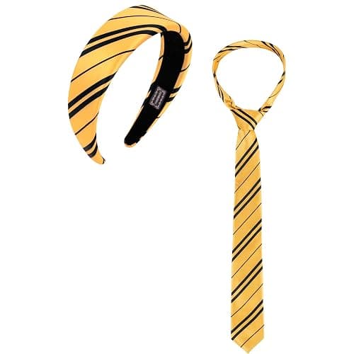 kitihoney Halloween Wizard Costume Accessories Adult Headband Tie Yellow | Women Cosplay Stripe Hair Accessory Party Gift Dress up - Image 1