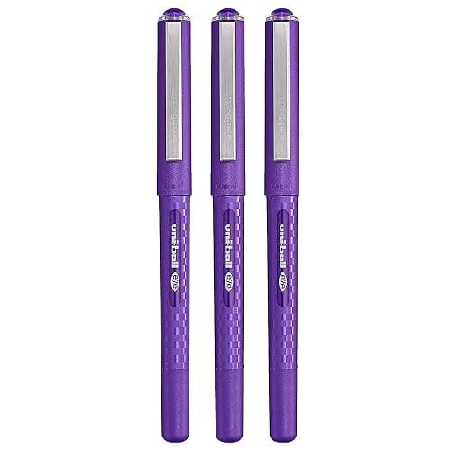 Uni Ball Eye Purple Case Rollerball Pen, 0.7 mm Fine Tip, Line Width 0.5 mm, for Quick Dry Series Ink Pigment UB-157D (3 Pack) - Image 1