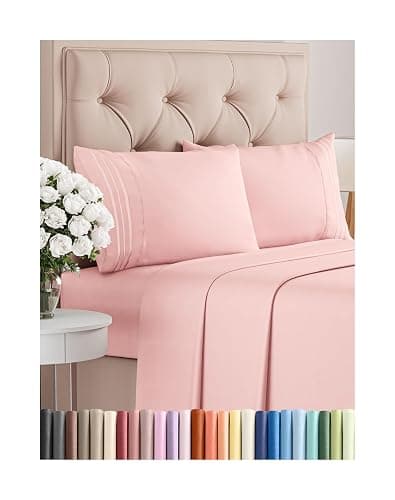 Queen Size 4 Piece Sheet Set - Comfy Breathable & Cooling Bed Sheets Set - Hotel Luxury Bedding for Women, Men, Kids, Teens, Boys & Girls - Deep Pockets, Soft and Wrinkle Free - Oeko-Tex - Baby Pink - Queen - 33 - Baby Pink - Image 1