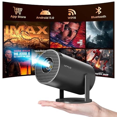 HIPPUS Mini Projector Built-in Apps,Portable Projector with WIFI6 Bluetooth, Smart Projector 4k 1080P Support,Auto Keystone, Movie Projector Compatible with Smartphone/HDMI/USB - Image 1
