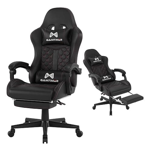 Gamtimer Gaming Chair, 400 lbs Adult Chair, High Back Computer Chair with Footrest and Linked Armrests, Office Video Game Chair with Lumbar Support (Black) - Image 1