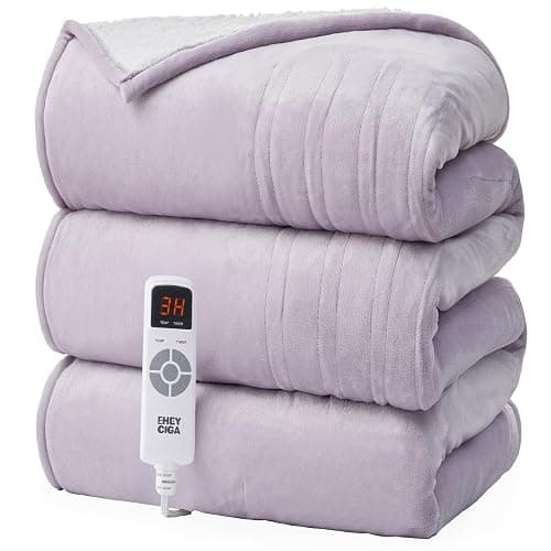 EHEYCIGA Heated Blanket Electric Blanket Throw - Heating Blanket with 9 Heating Levels & 10 Hours Auto Off, Soft Cozy Sherpa Washable Blanket with Fast Heating, 50 x 60 Inches - Image 1