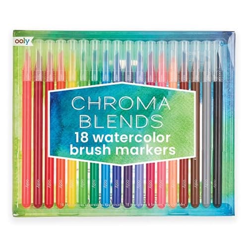 Ooly Chroma Blends Watercolor Brush Markers, Pens for Writing & Hand Lettering, School Supplies - Set of 18 - Image 1