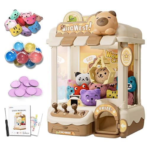 Mini Claw Machine for Kids, Cute Capybara Vending Machine for Girls Age 5-6, Candy Grabber Dispenser with Plush Toy and Capsule for Boys, Birthday Gifts for Age 3+, Perfect for Family, Party - Image 1