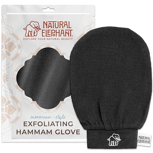 Natural Elephant Exfoliating Hammam Glove | Authentic Moroccan Kessa Body Scrub Mitt for Spa-Quality Skin Renewal | Pure Black Single - Image 1