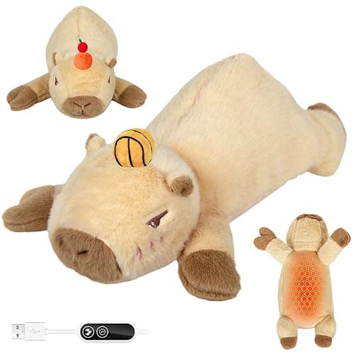 Capybara Heating Pad for Period Cramps,Menstrual Pain Relief,Cute Stuffed Animal Electric Heating Pad Plush,USB Powered Heated Plush Toy,Portable Warm Cushion Gift for Women Teen Girls Christmas,Brown - Image 1