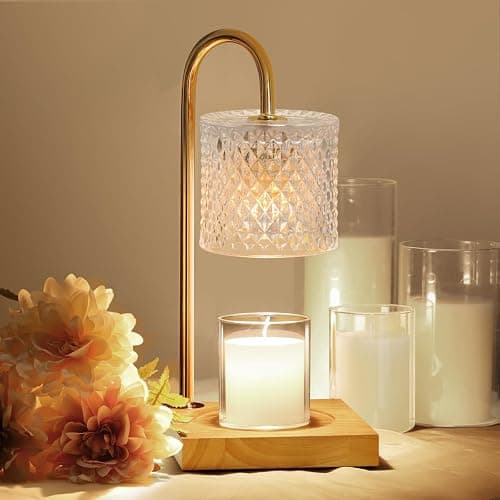 Candle Warmer Lamp, Candle Lamp Wax Warmer, Timer & Dimmer 7-Levels, Fits Cup Jar Candle, Top Melting, Crystal Heater Lamp for Scented Wax, Elegant Home Decor, Clear Glass - Image 1