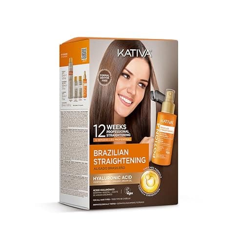 Kativa Brazilian Keratin Straightening Treatment with Hyaluronic Acid and Premium Serum – 12 Weeks Formaldehyde-Free Smoothing Treatment. All Hair Types. - Image 1