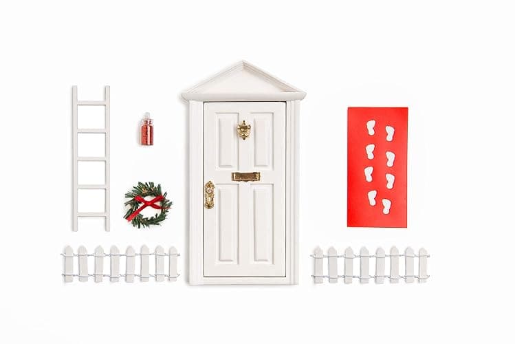 White Wooden 7" inch Miniature Door/Enchanted Magical Fairy Doors/Flower Fairies Secret Hidden Door for Imagination - Image 1
