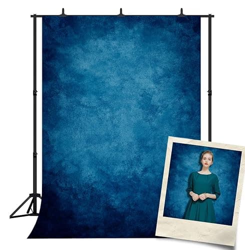 DePhoto Abstract Blue School Photo Backdrop for Pictures Portrait Solid Color Backdrop Graduation Photoshoot Baby Shower Party Banner Decoration Photography Vinyl Photo Background PGT030A 5x7ft - Image 1