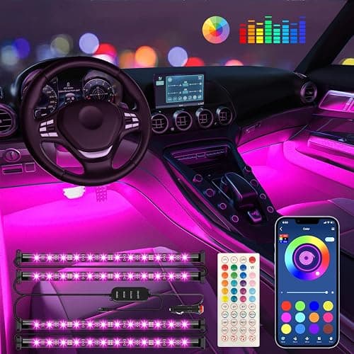 Interior Car Lights Keepsmile Car Accessories APP Control with Remote Music Sync Color Change RGB Under Dash Lighting with Charger 12V LED Lights Running Board Lights - Image 1