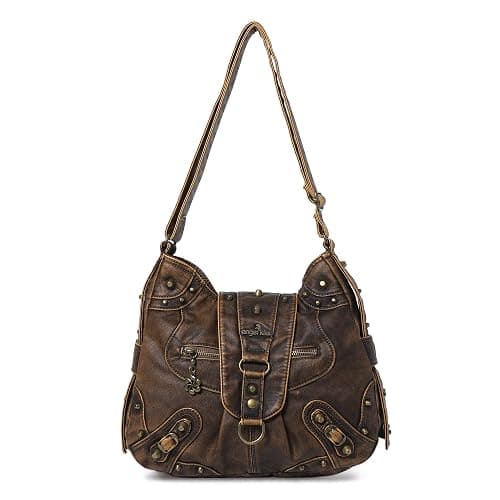 Angel Kiss Hobo Bag for Women Studded Vegan Leather Shoulder Purses and Handbags Retro Roomy Daily Crossbody Bags Medium Size - Image 1