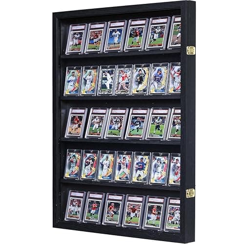 GUTAG 35 Baseball Card Display Case - Graded Card Display Frame - Holds Sports Cards with UV Protection Clear View Cabinet for Basketball, Football, Hockey Trading Cards, Large Black (1 Pack) - Image 1