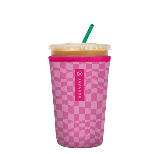 Sok It JavaSok Iced Coffee & Cold Soda Insulated Neoprene Cup Sleeve (Pink Grand Prix, Medium: 22-28oz) - Image 1
