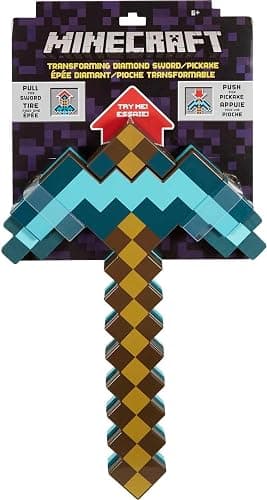 Mattel Minecraft Transforming Diamond Sword & Pick-Axe Kid-Sized 2-in-1 Toy Accessory for Role-Play & Costumes (Amazon Exclusive) - Image 1