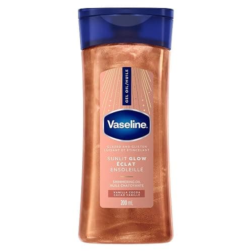 Vaseline Glazed and Glisten Sunlit Glow Vanilla Cocoa Shimmering Body Gel Oil with Ultra-Hydrating Lipids and 100% Pure Cocoa Butter, 200 ML - Image 1