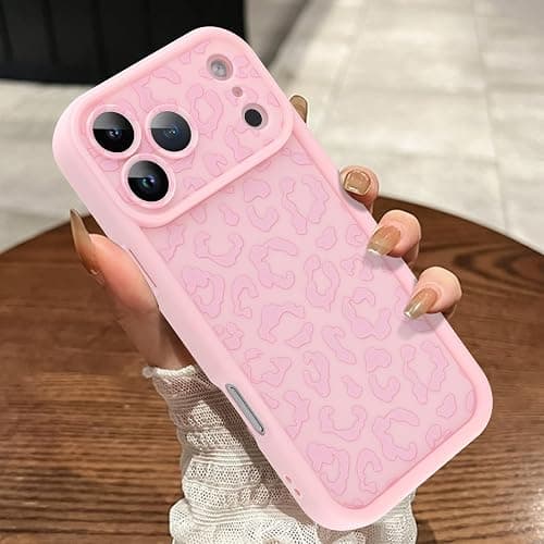 MOWIME Compatible with iPhone 17 Pro Case, Cheetah Print Shockproof Soft TPU Protective Cover for Women Girls, Slim Anti Scratch Leopard Case for iPhone 17 Pro 6.3 Inch, Pink - Image 1