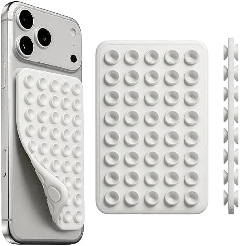 Double Sided Octo Buddy Suction Cup Phone Mount - Silicone Sticky Phone Grip with Higher Suction Power for Effortless Hands-Free Selfies & Videos, Reusable Silicone Phone Suction Grip(White) - Image 1