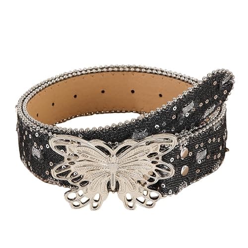 TYHOTULY Women Belt Cowgirl Cowboy Y2k Punk Grunge Butterfly Buckle Belt for Jeans Goth Fashion Outfits Accessories - Image 1