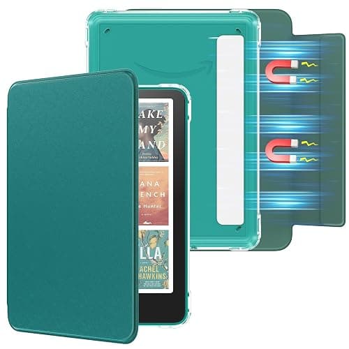 MoKo Detachable Magnetic Case for All-New 7" Kindle Paperwhite 12th Generation 2024 & Kindle Colorsoft 2024/2025,Ultra Clear Back Scratch-Proof Light & Shell Cover with Auto Wake/Sleep, Jade Green - Image 1