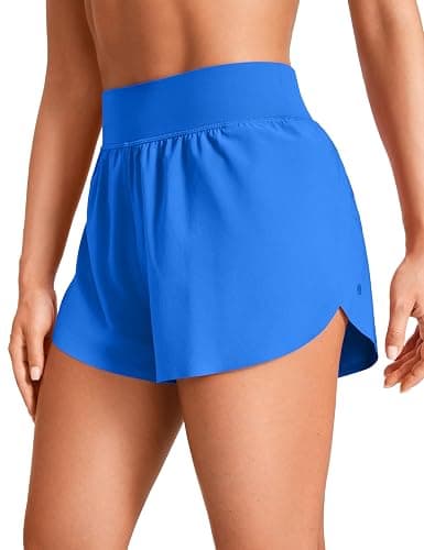 CRZ YOGA High Waisted Dolphin Athletic Running Shorts for Women 3" High Split Comfy Mesh Liner for Gym Workout Track - Image 1