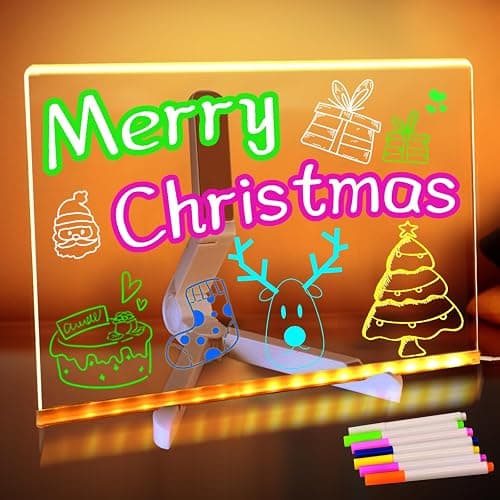 LED Note Board with Colors,11.8"X7.9" Acrylic Led Writing Board, Acrylic Dry Erase Board with Light, Message Board Drawing Board for Kids, Light Up Board for Birthday Christmas Gifts for Teens - Image 1