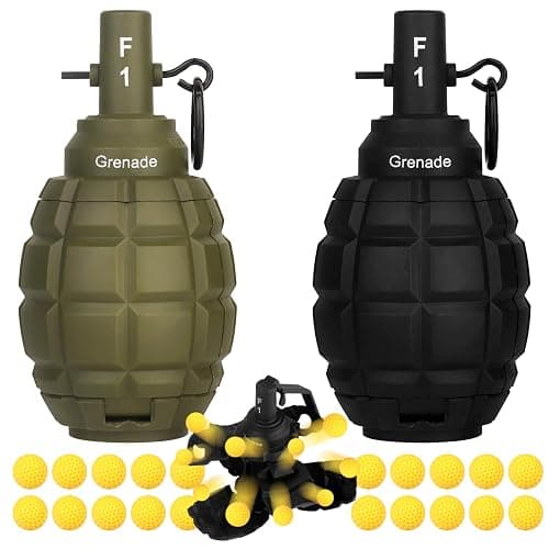 Tactical Toy Hand Grenade Bomb for Nerf CS Battle Game,20 Foam Ammo for 14+ | 2Pcs Fun Impact Pull Ring Fall Resistant Refillable Hand Grenade Toy for Outdoor Sport - Image 1