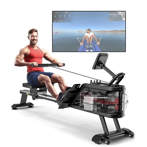 YAMO Water Rowing Machine for Home, Row Machine with 330LB Weight Capacity, Support Bluetooth & Compatible with Apps, Water Row Machine with Comfortable Seat and Tablet Holder - Image 1