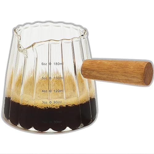 TIWPAJS Espresso Cups 6OZ, Espresso Accessories, Expresso Shots Cup, Espresso Shot Glass with V-Shaped Mouth, Ribbed Milk Frothing Pitcher, Glass Measuring Cup - Image 1