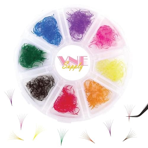 1000 pcs Mixed colorful lash extensions | premade volume lash extensions | premade mega volume fans | colored lash extension | russian volume eyelash extensions. 6D and 8D - 1000 fans- 6D- D Curl - Length 13 mm - Image 1