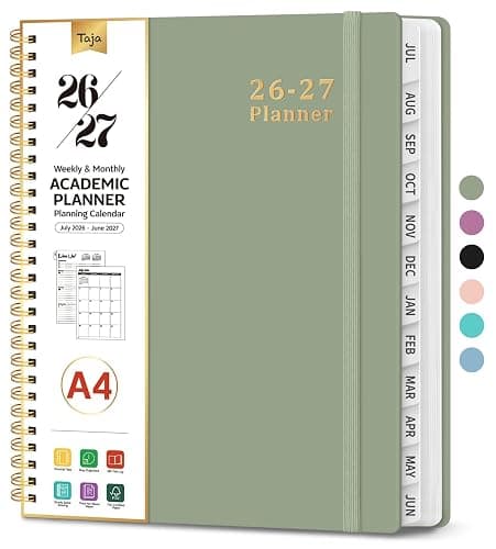 Planner 2026-2027, 8.5" x 11" Weekly and Monthly Academic Year Planner Calendar, July 2026 - June 2027, Hardcover Large School Planning Agenda With Tabs, Perfect for School & Office Supplies, A4, Green - Image 1